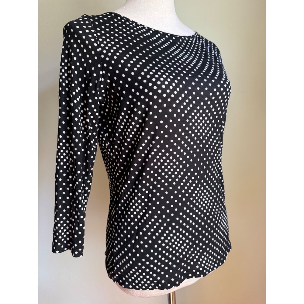 Dana Buchman vintage Black White Polka Dot y2k preppy dainty whimsi topS cottage